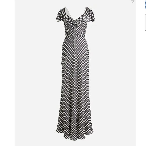 J. Crew Collection tie-neck cap-sleeve maxi dress in gingham, Size 8 - Picture 1 of 6